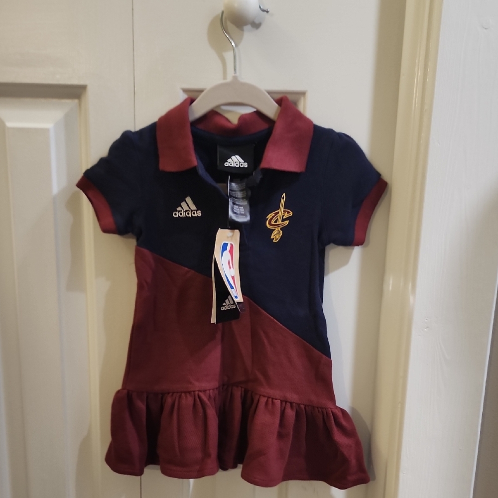 Adidas Kids Polo Dress in Navy and Maroon